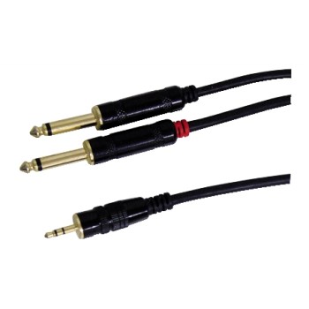 GBC 14.1704.02 - Καλώδιο Ήχου Stereo 3.5mm Αρσενικό σε 2x 6.3mm Mono Αρσενικά 1.8m Καλώδια Onetrade